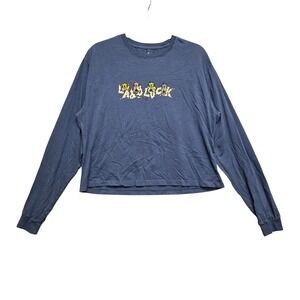 Roark Long Sleeve Graphic Tee Bad Luck Cat L Blue Garment Dyed Cotton